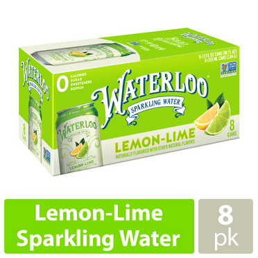 Waterloo Sparkling Water, Lemon-Lime, 12 fl oz, 8 Pack Cans