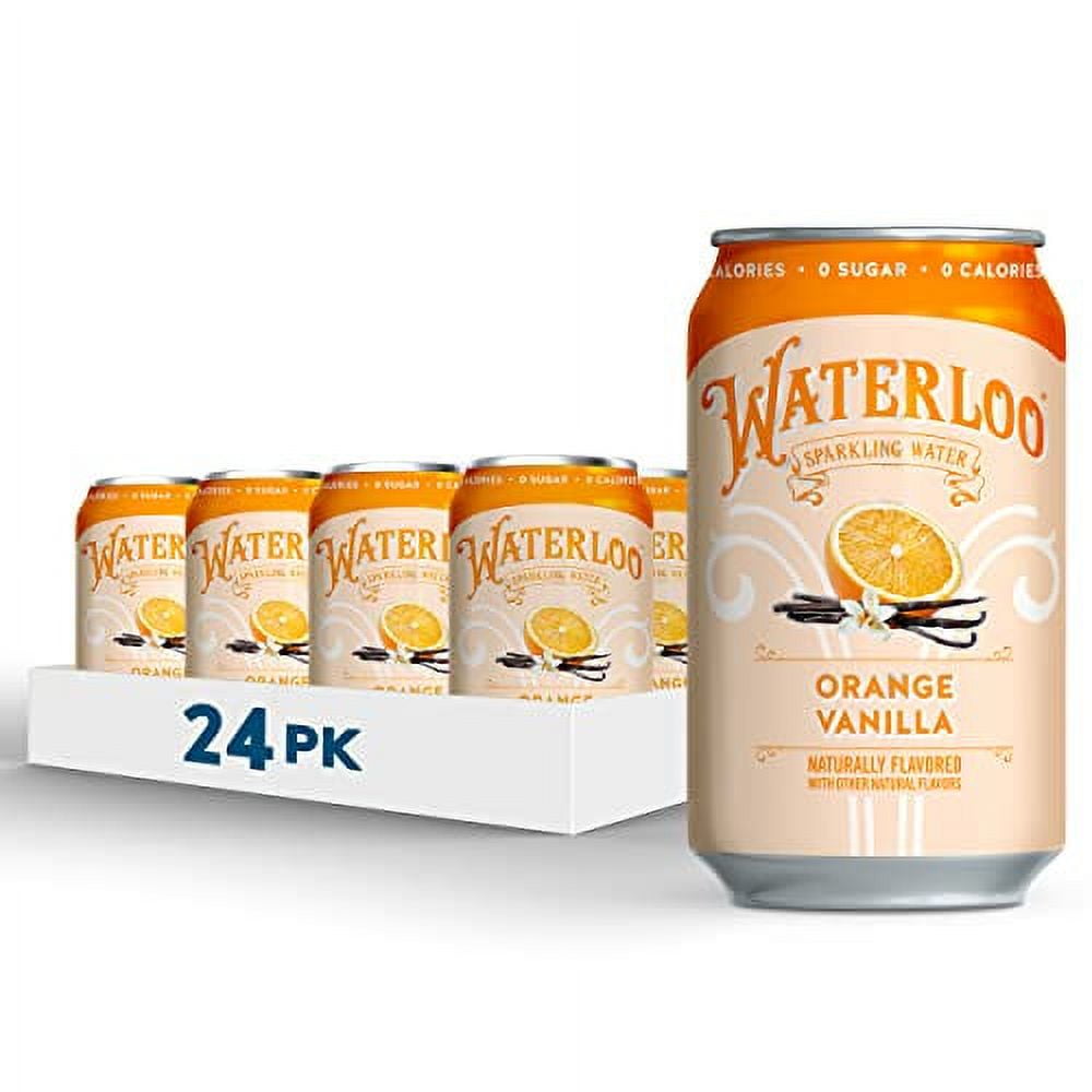 Waterloo Sparkling Water, Orange Vanilla Naturally Flavored, 12 Fl Oz (Pack of 24) Zero