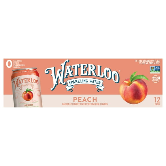 Waterloo Sparkling Water Peach Flavor 12 fl oz (Pack of 2)