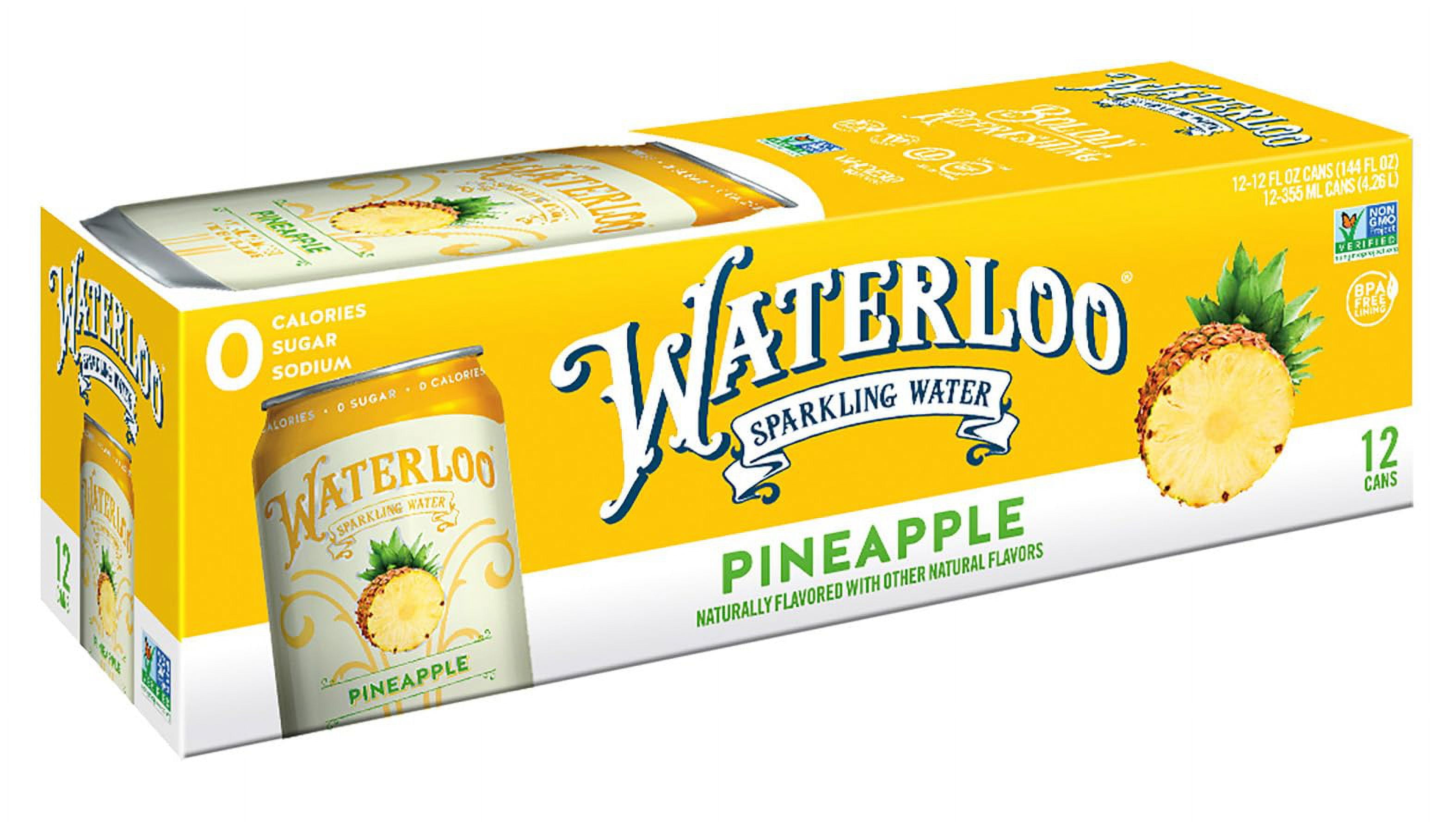 Waterloo Sparkling Water, Pineapple Naturally Flavored, 12 Fl Oz Cans