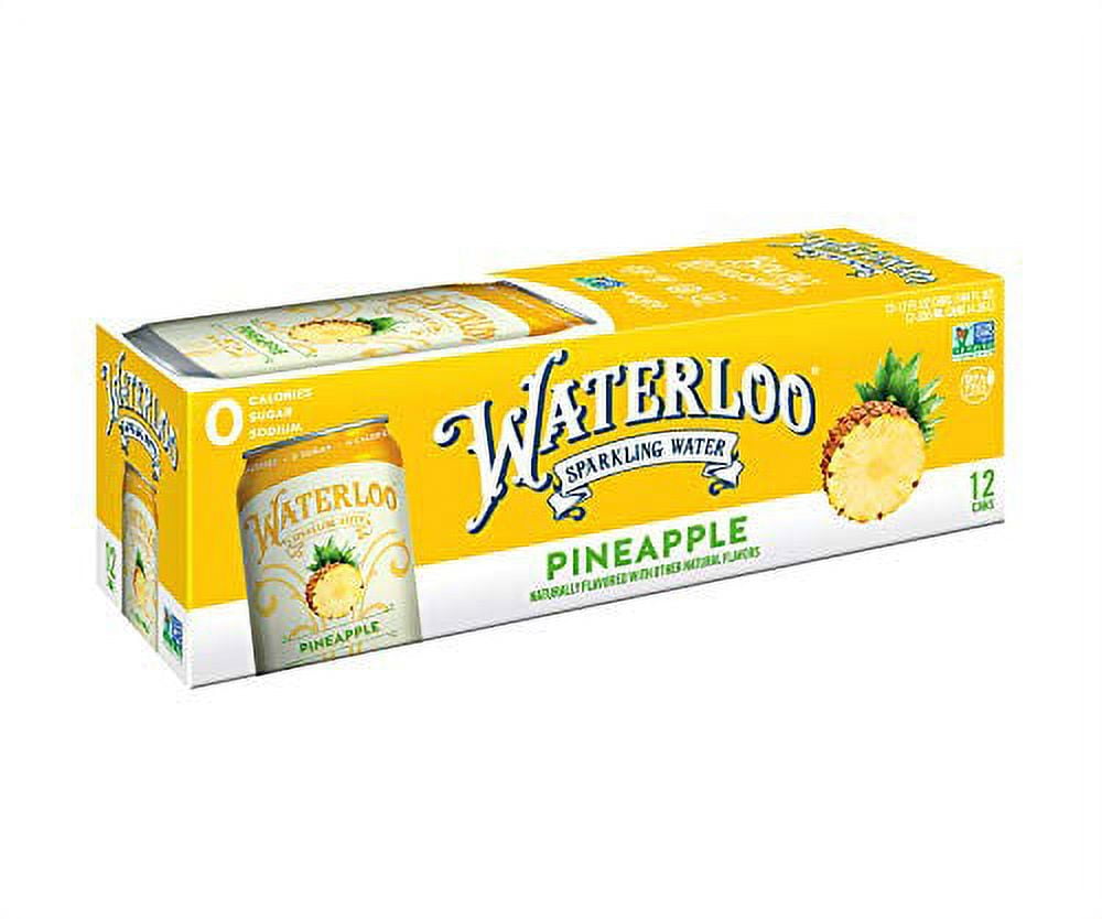 Waterloo Pineapple Sparkling Water, 12 Fl Oz, Pack of 12 Zero Calorie