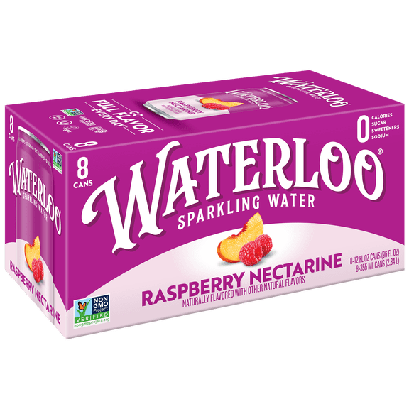 Waterloo Sparkling Water, Raspberry Nectarine, 12 fl oz, 8 pack cans
