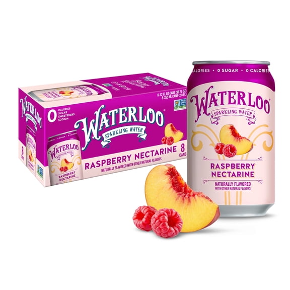 Waterloo Sparkling Water, Raspberry Nectarine, 12 fl oz, 8 pack cans
