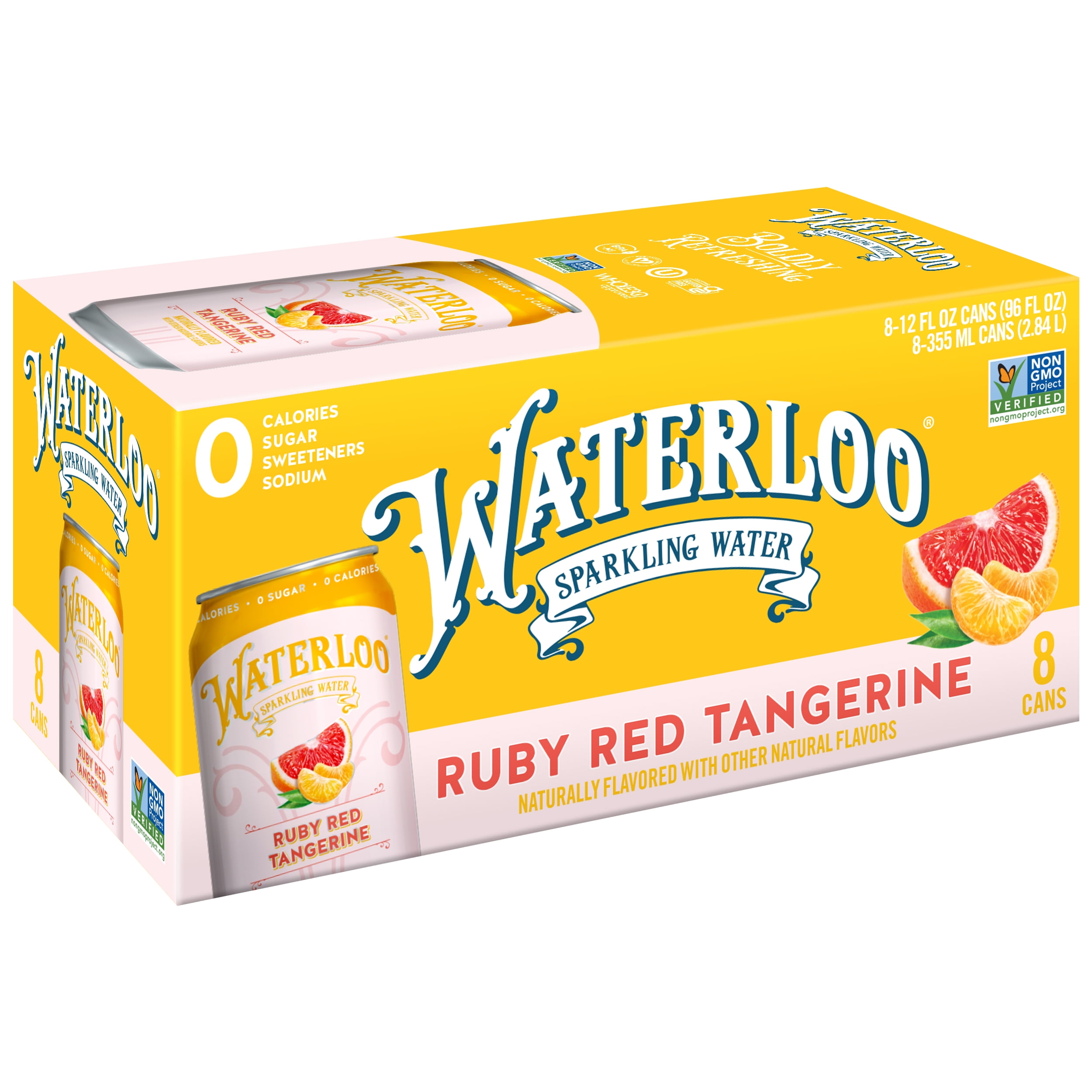 Waterloo Sparkling Water, Ruby Red Tangerine, 12 fl oz, 8 Pack Cans