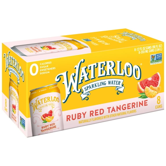 Waterloo Sparkling Water, Ruby Red Tangerine, 12 fl oz, 8 pack cans