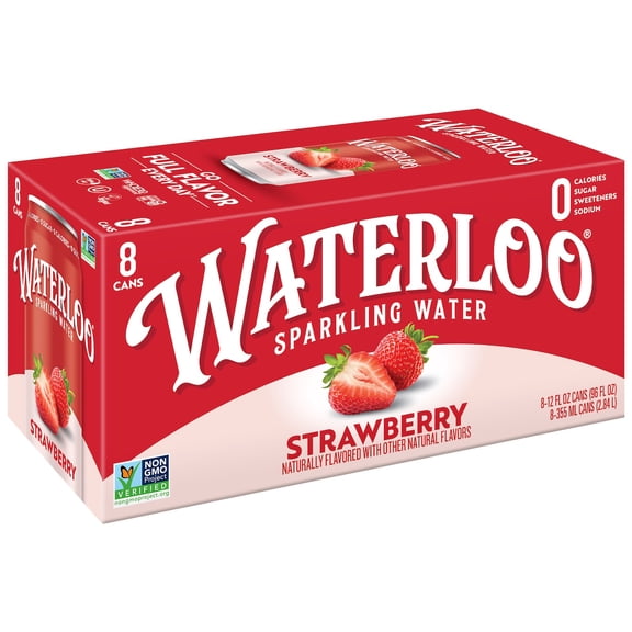 Waterloo Sparkling Water, Strawberry, 12 fl oz, 8 pack cans