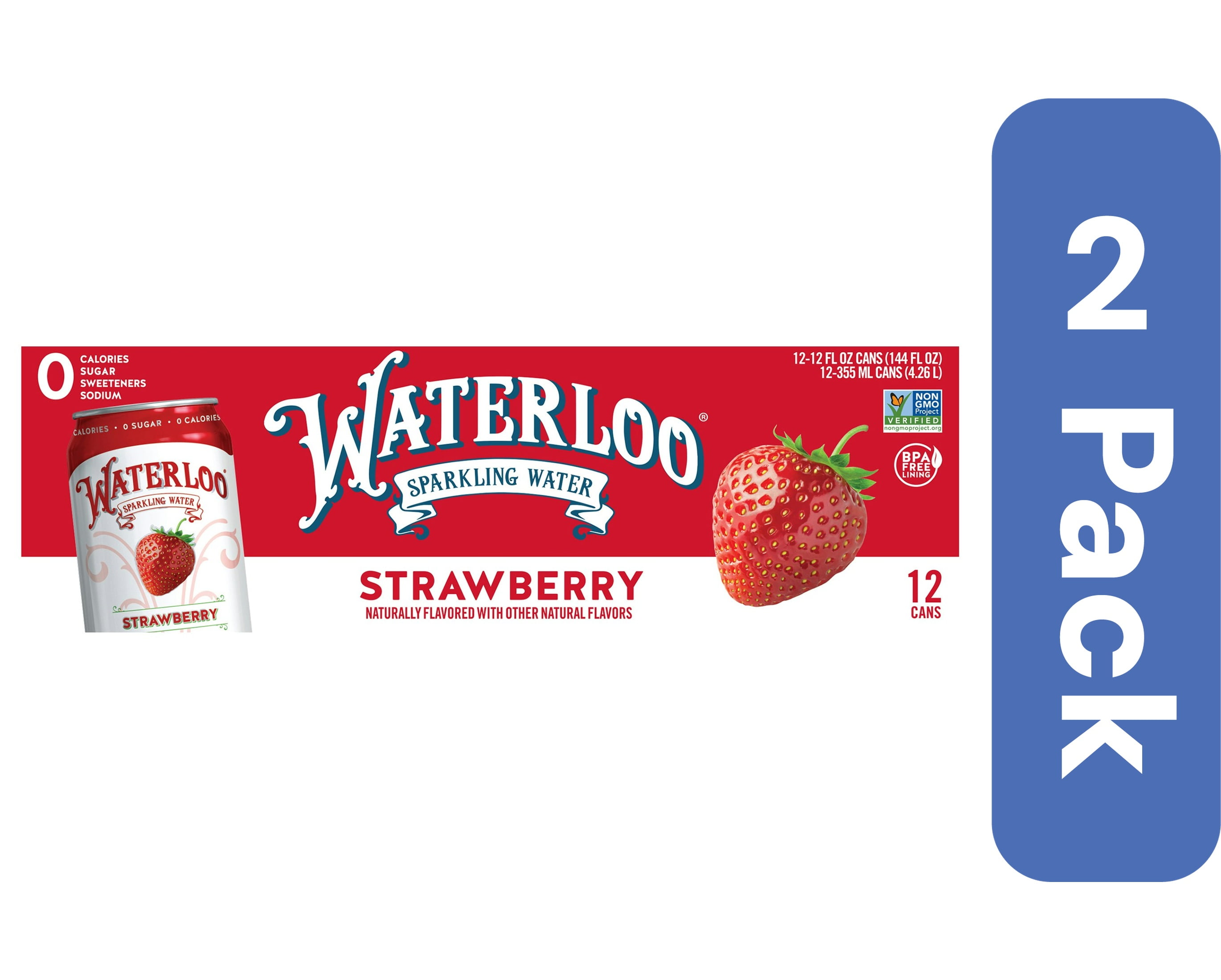 Waterloo Sparkling Water Strawberry 144 fl oz (Pack of 2)