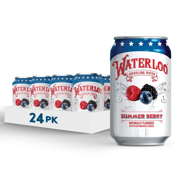 Waterloo Sparkling Water - Summer Berry - 12 fl oz - 24-Pack - Carbonated Water with a Refreshing Taste - Whole30 Approved and Zero Calories