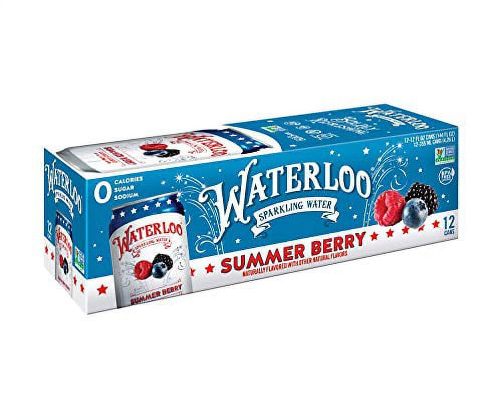 Waterloo Sparkling Water, Summer Berry Naturally Flavored, 12 Fl Oz Cans, Pack of 12 | Zero Calories | Zero Sugar or Artificial Sweeteners | Zero Sodium