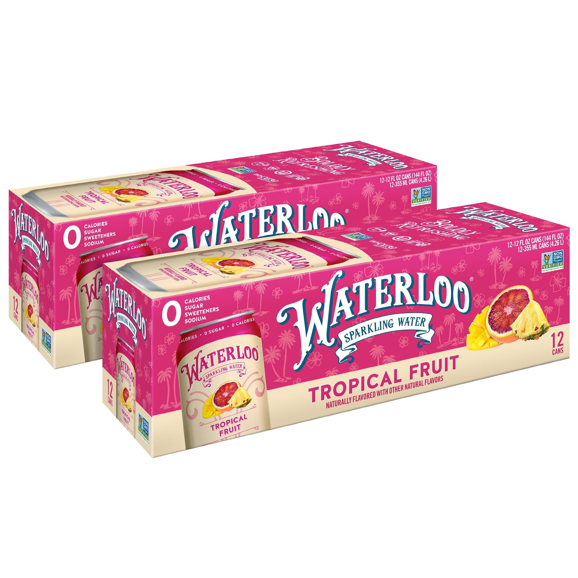 Waterloo Sparkling Water, Tropical Fruit, 12 fl oz, 24 Pack Cans