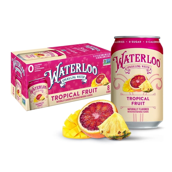 Waterloo Sparkling Water, Tropical Fruit, 12 fl oz, 8 pack cans