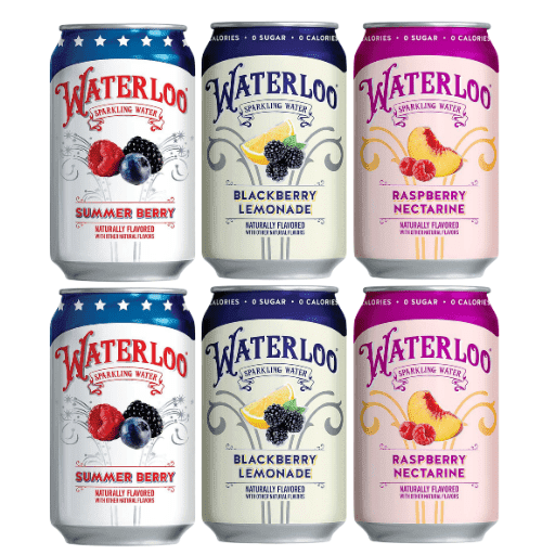 Waterloo Sparkling Water Variety Pack,Waterloo Sparkling Water Variety Pack Raspberry Nectarine, Blackberry Lemonade, Summer Berry 12 fl oz Cans 12 fl oz Cans, (6 Pack)