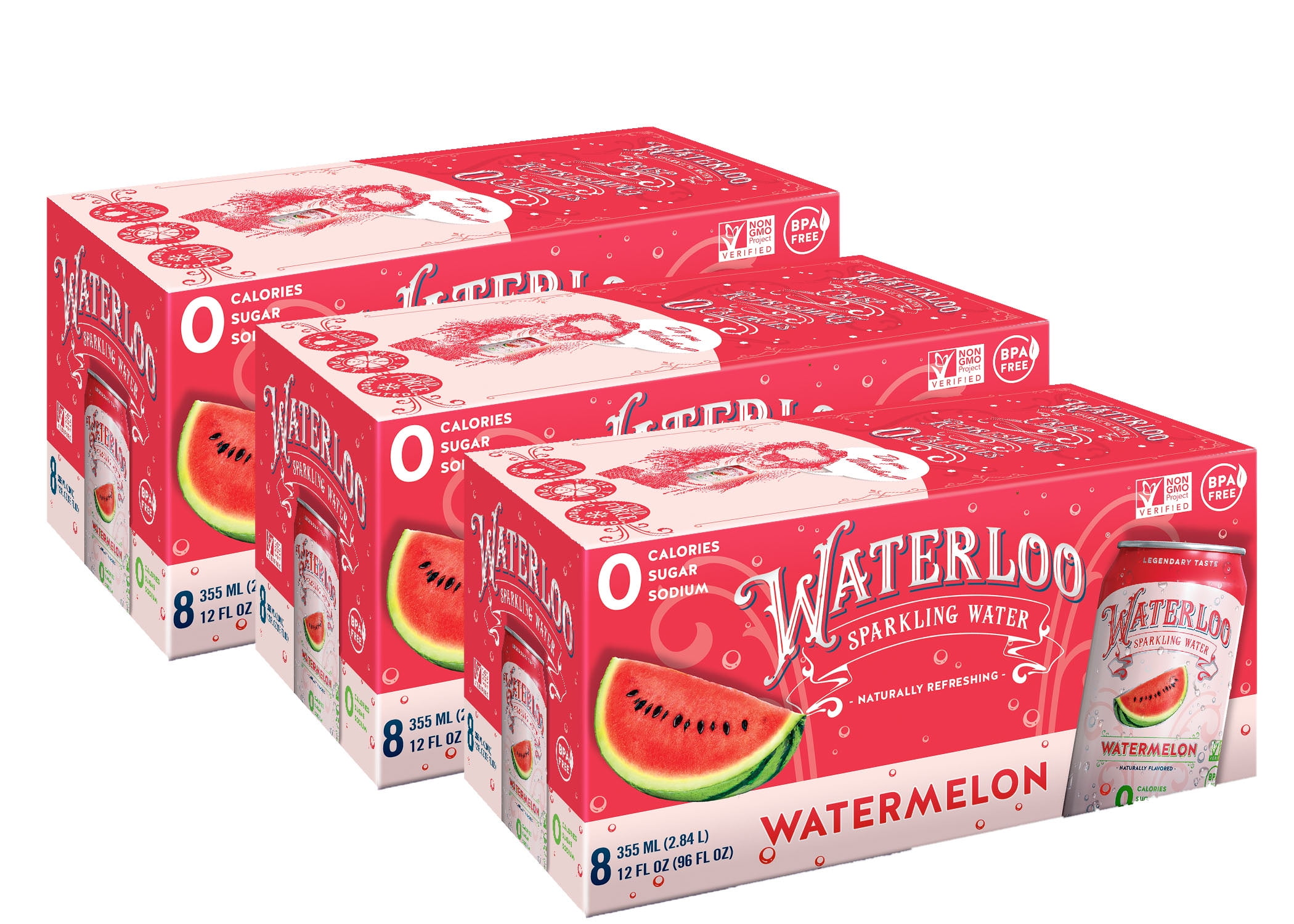 Waterloo Sparkling Water, Watermelon, 12 Fl Oz, 24 Ct