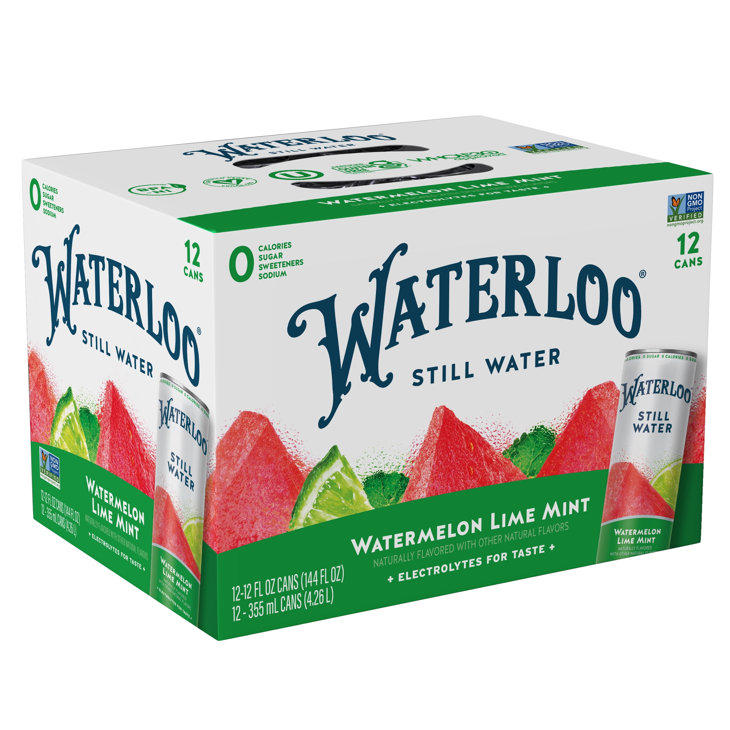 Waterloo Still Water, Lime Mint, 12 fl oz, 12 pack cans