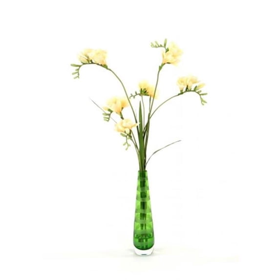 Waterlook Cream-Yellow Freesia in Green Bud Vase - Pack of 2