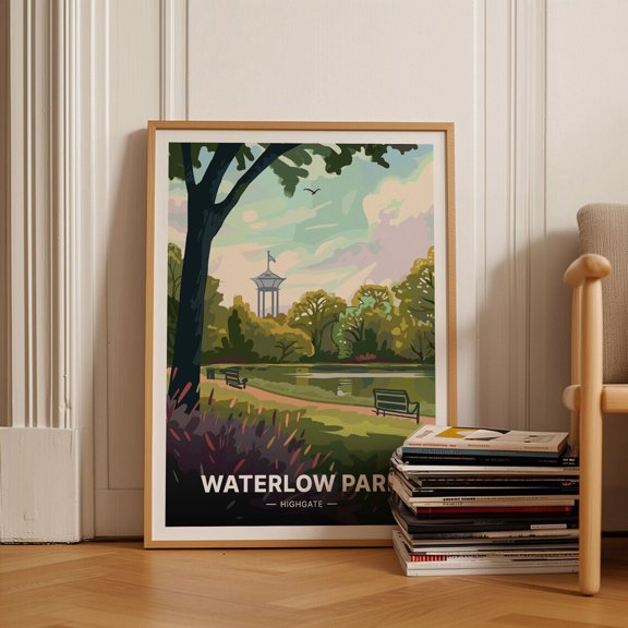 Waterlow Park Highgate London Skyline Wall Art, Unframed Paper Poster 8x10in