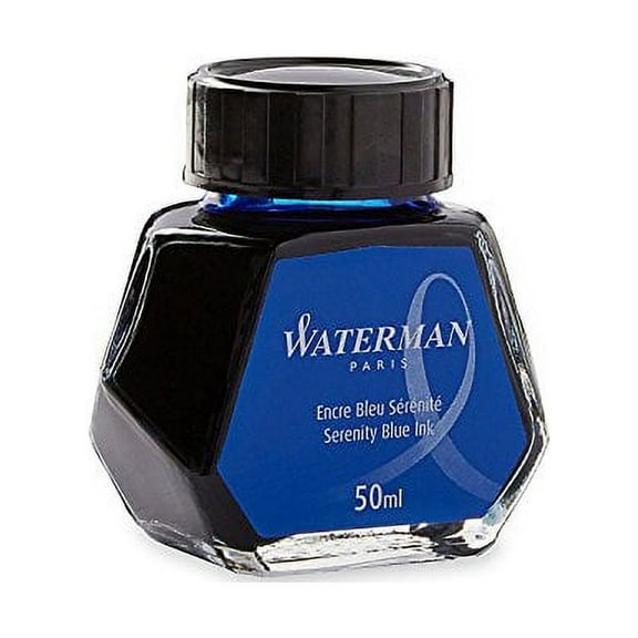Waterman 50 ml Bottled Liquid Fountain Pen Ink, Serenity Blue (S0110720) (4-Pack)