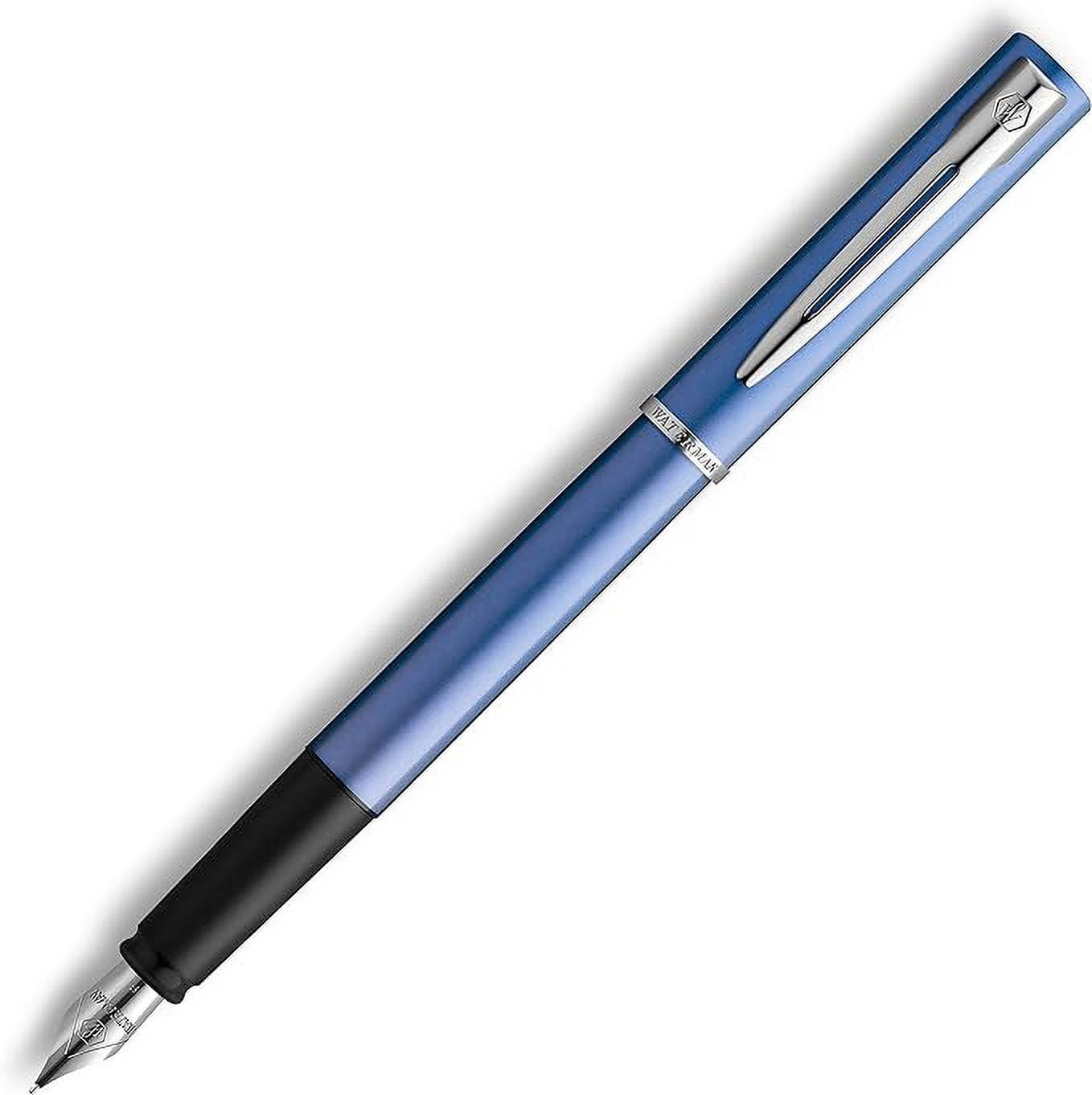 Waterman Exception Fountain Pen - Slim Blue Lacquer With Silver Plated Clip, Fine Nib, Blue Ink Cartridge, Gift Box