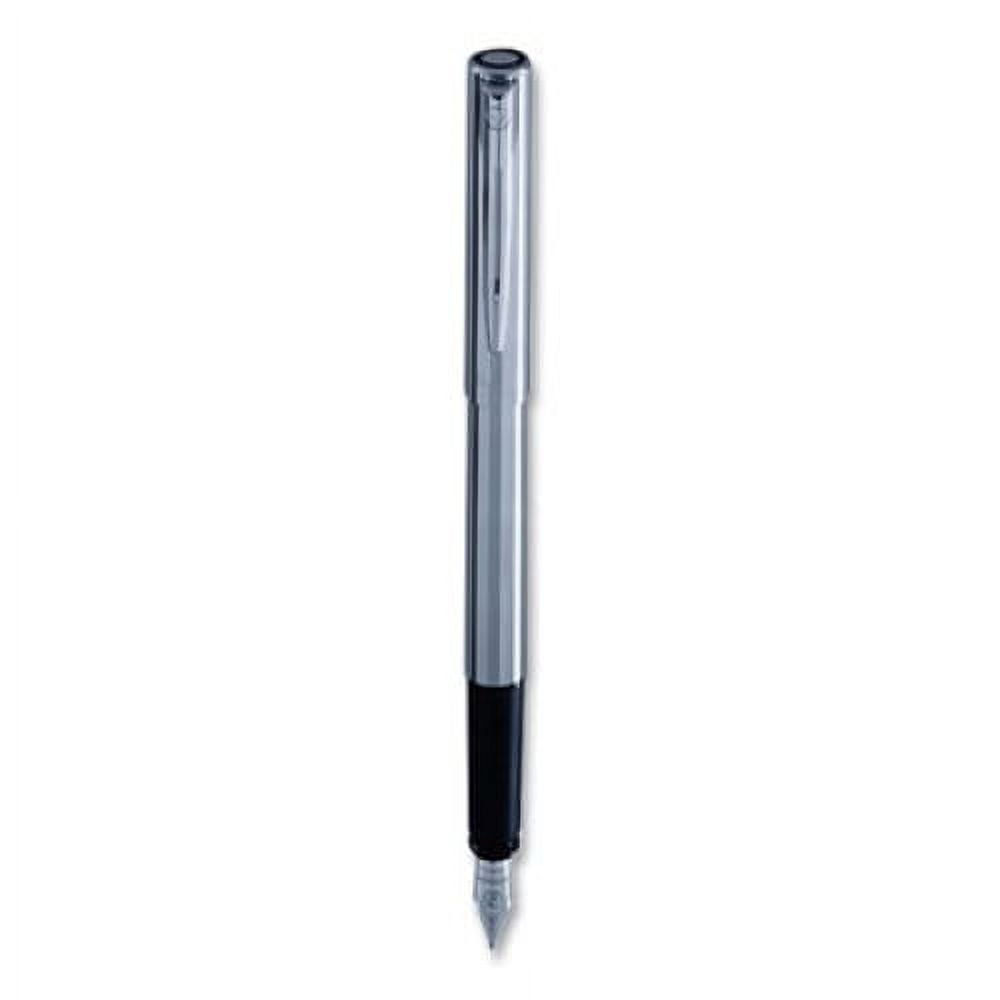 Allure Fountain Pen, Stick, Fine Nib, Blue Ink, Silver/Black Barrel Allure Fountain Pen, Stick, Fine Nib, Blue Ink, Silver/Black Barrel