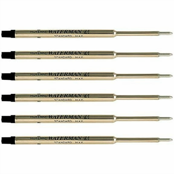 Waterman Black Ballpoint Ink Refill Fine Point Maxima 6-Refills 734254