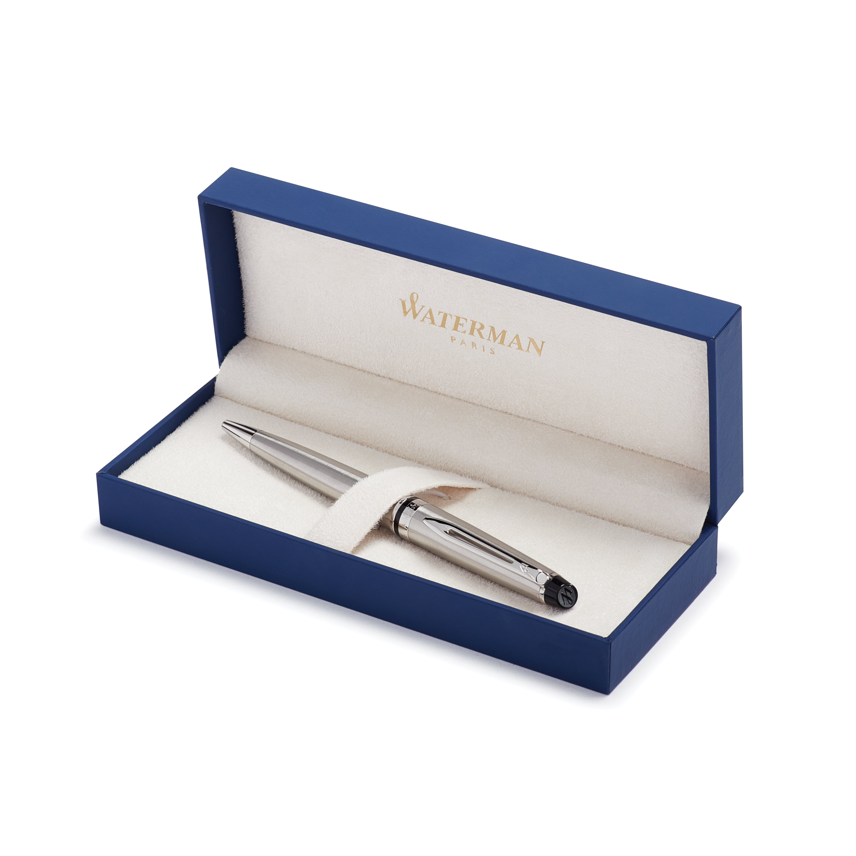 Waterman Expert Ballpoint Pen, Stainless Steel with Chrome Trim, Blue