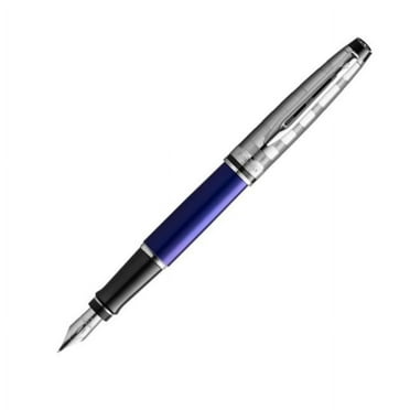 Waterman Expert Deluxe Fountain Pen, with Chiselled Cap, Medium Nib with Blue Ink Cartridge, Gift Box