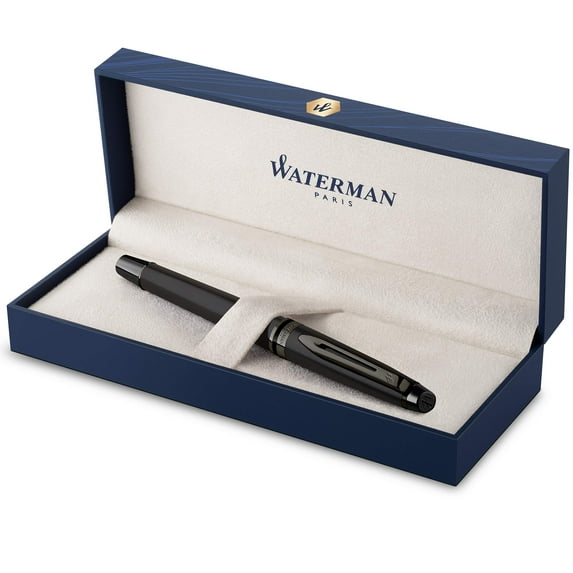 Waterman Expert Rollerball Pen - Metallic Black Lacquer with Ruthenium Trim - Fine Point - Black Ink