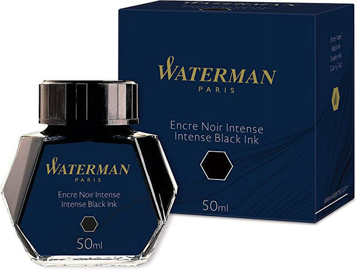 Waterman Fountain Pen Ink, Intense Black Ink, 50ml Bottle