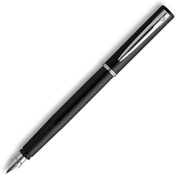 Waterman Graduate Allure Fountain Pen, Black Lacquer, Fine Nib, Blue Ink, Gift Box