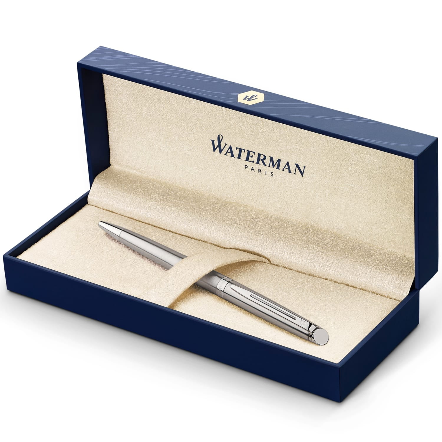 Waterman Hmisphre Ballpoint Pen | Stainless Steel with Chrome Trim | Medium Point | Blue Ink | Gift Box