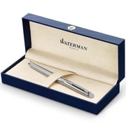 Waterman H misph re Fountain Pen | Stainless Steel with Chrome Trim | Medium Nib | Blue Ink | Gift Box