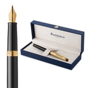 Waterman H misph re Fountain Pen | The Opera Collection | Medium Nib and Blue Ink | Black & Gold Trim | Gift Box