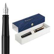 Waterman Impression Fountain Pen | Fine Nib with Blue Ink Refill | Black Lacquer with Gold-Coated Trim | Gift Box