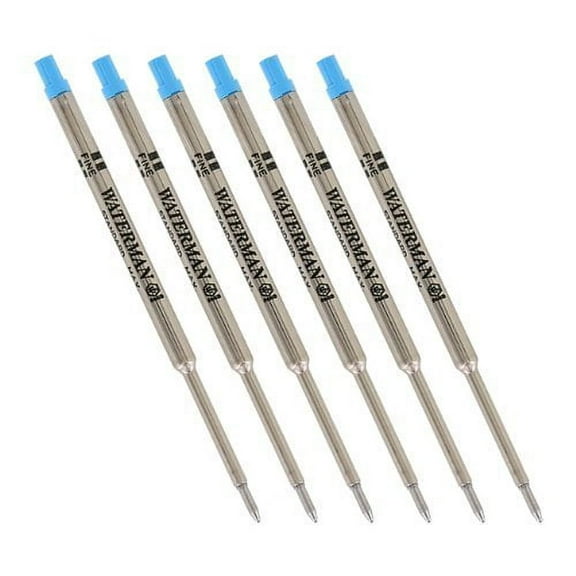 Waterman Standard Max Ballpoint Pen Refills, Blue Ink, Fine Point, 6/Pack