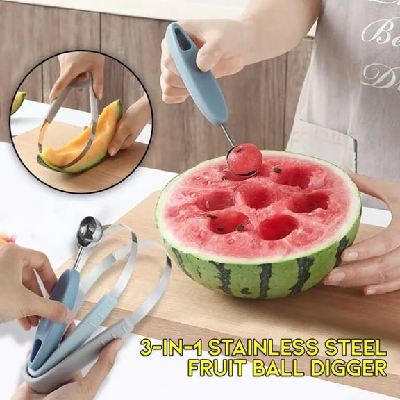 Watermellon Ball Fruit Scoop 3 Diggers Steel 1 Fruit Platter Stainless in Tool Tableware,plastic dining spoon