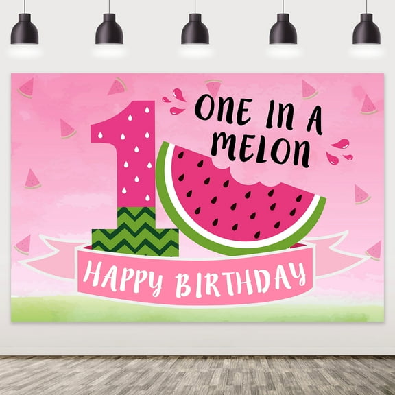 Watermelon 1st Birthday Decorations One In A Melon Balloons Garland with Watermelon Backdrop for Girl 1st Birthday Party
