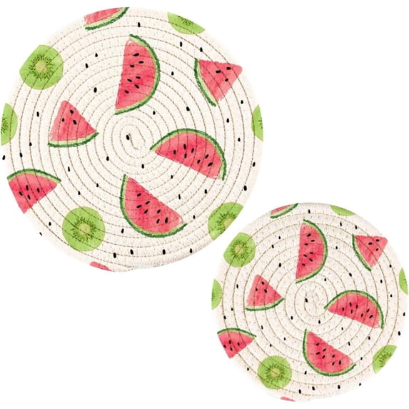 Watermelon 2 Pack Pot Holders Trivets, Heat Resistant Hot Pads for Kitchen Table Decoration Trivets for Hot Dishes/Pot/Bowl/Teapot/Hot Pot Holders, 7" + 9.45"