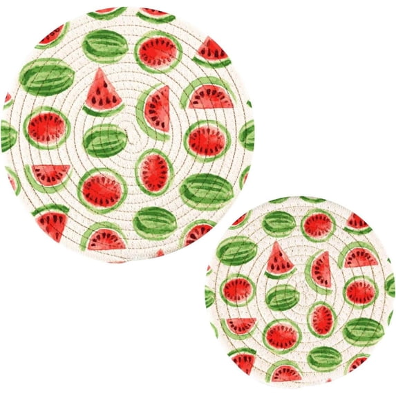 Watermelon 2 Pack Pot Holders Trivets, Heat Resistant Hot Pads for Kitchen Table Decoration Trivets for Hot Dishes/Pot/Bowl/Teapot/Hot Pot Holders, 7" + 9.45"