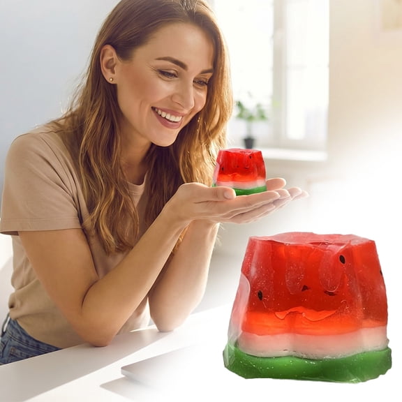 Watermelon Ball, Soft Fruit Shaped Squeeze Fidget Ball, Stress Relief Anxiety Decompression Sensory Ball, Cute Multishape Squishy Ornament Gift for Desktop Decor