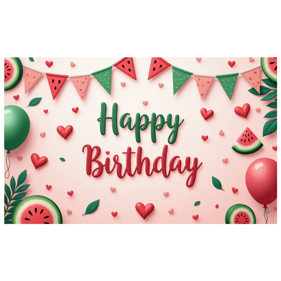 Watermelon Banner Happy Birthday Decorative Garland Fruit Design Celebration Party for Birthday Party Kids Celebration Summer Event
