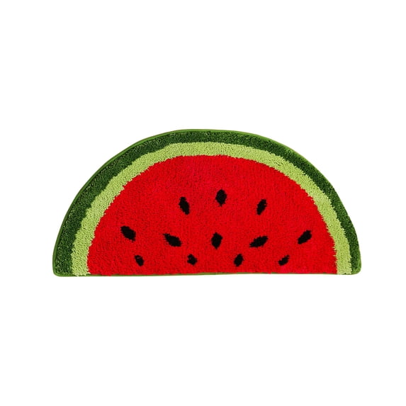 Watermelon Bath Mat for Bathroom, Cute Fruit Half Round Shaped Bathroom Rugs and Mats Non Slip Shower Rug Summer Welcome Mat for Bathroom Doorway Kitchen Bedroom Bathtub Rug