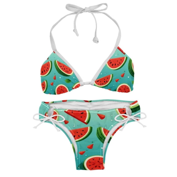 Watermelon Bikini Set with Detachable Sponge & Adjustable Strap, Two-Pack, Ideal for Beach & Pool, Swimsuit Swimsuits Bikini