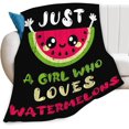 thumbnail image 1 of Watermelon Blanket for Girls Women Just A Girl Who Loves Watermelon Throw Blanket Lightweight Fuzzy Cozy Plush Flannel Fleece Blankets for Bed Decor 60"x80", 1 of 6
