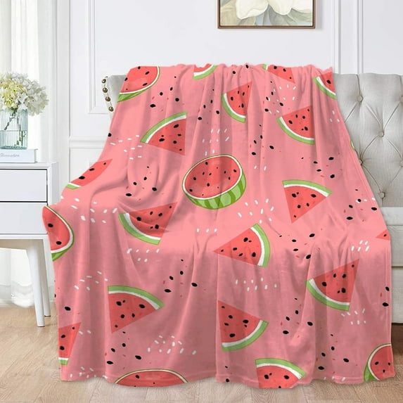 Watermelon Blankets for Couch Sofa Bed Fleece Throw Blanket Super Soft Lightweight Warm Gift for Kids Women Indoor Home Decor 60"x50" for Teens