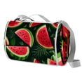 thumbnail image 1 of Watermelon Canvas Picnic Mat Waterproof Sandproof Beach Blanket Portable Outdoor Rug 72" x 59" Foldable with Carry Strap for Camping Hiking Travel Grass Green Stripes, 1 of 6