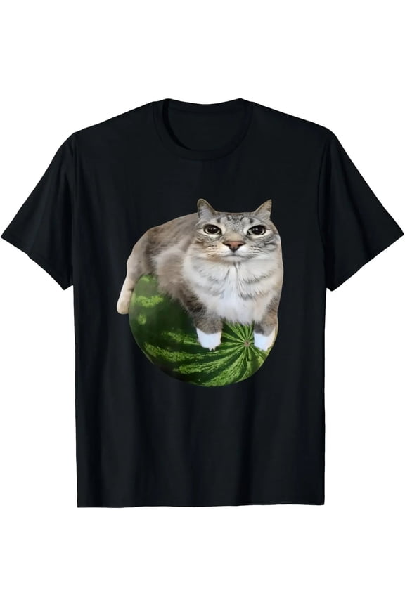 Watermelon Cat Silly Cat Meme T-Shirt A Hilarious Watermelon Print Shirt Is A Stylish Unisex Top for Both Men and Women