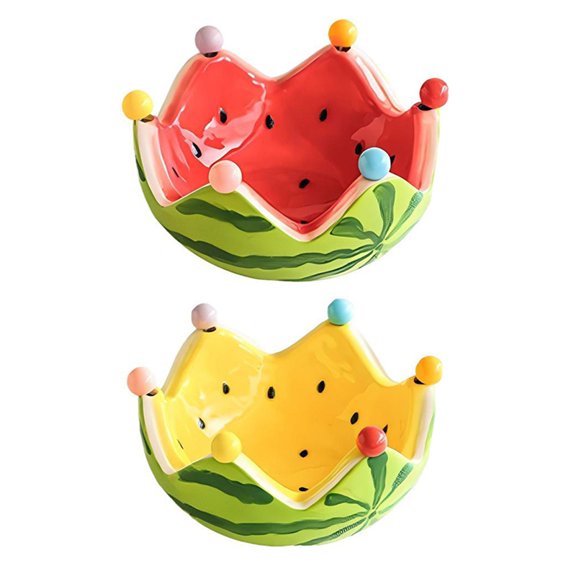 Watermelon Ceramic Fruit Plate Matching Forks Ceramic Snack Tray Large Capacity for Various Fruit Snacks Present Red 2pc