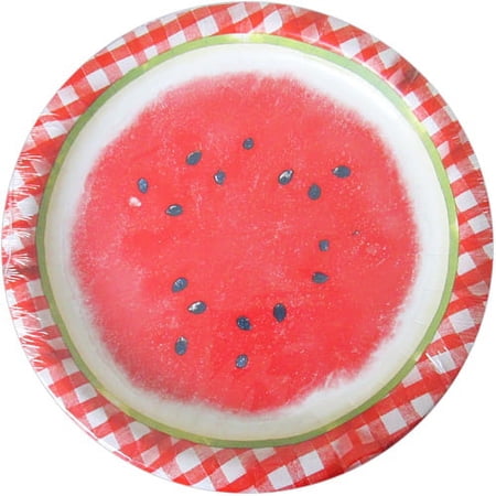 Watermelon Check Large Paper Plates (8ct)