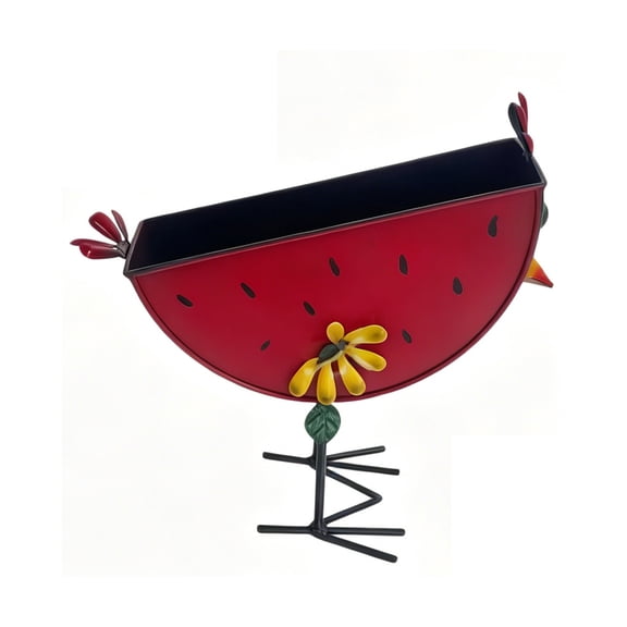 Watermelon Chicken Shaped Metal Planter, Colorful Iron Flower Pot for s & Herbs – Novelty Standing Container for Garden Tabletop or Windowsill, Fun Gift