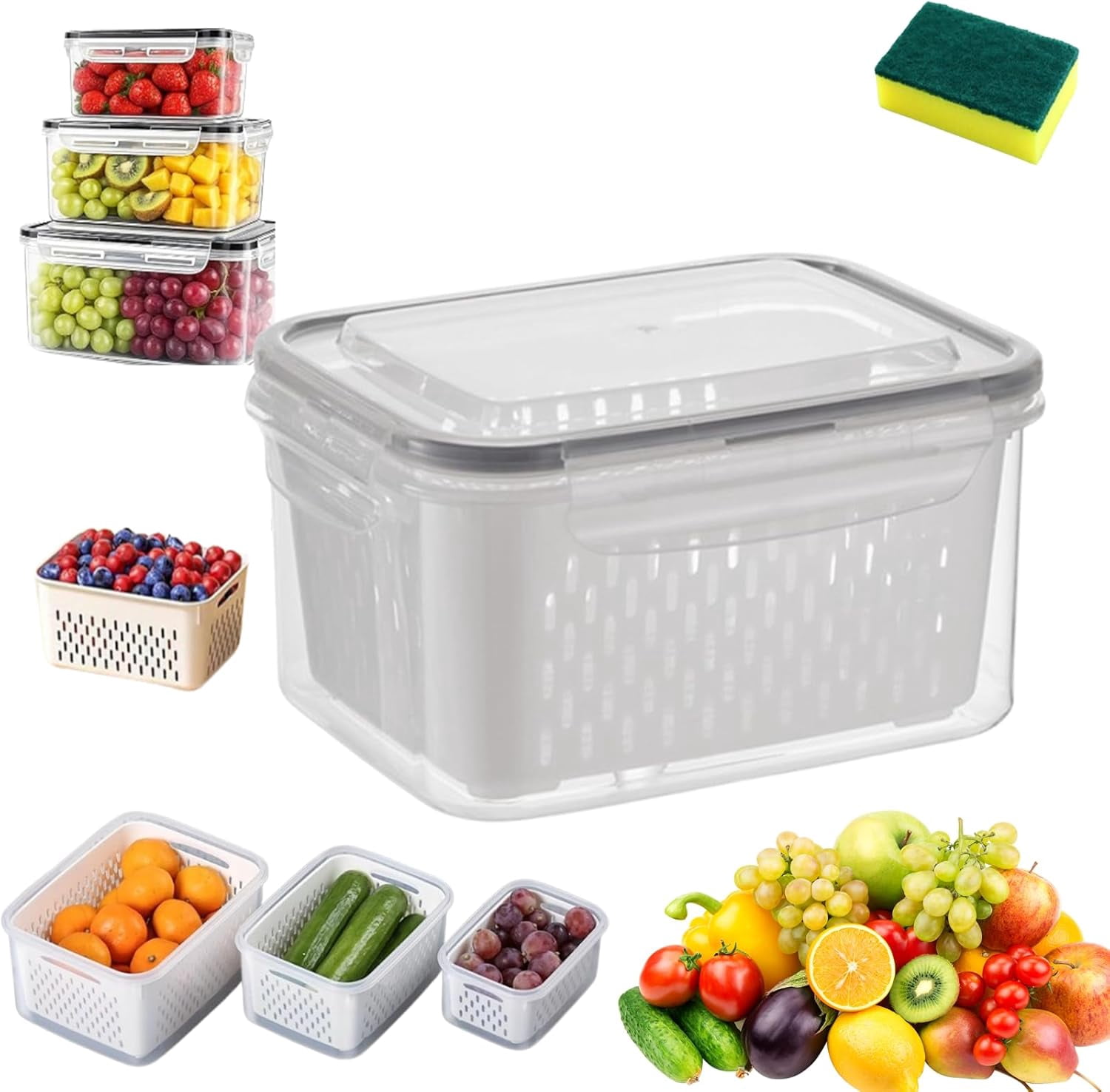 Watermelon Container with Strainer, Individual Plastic Fruit Containers ...